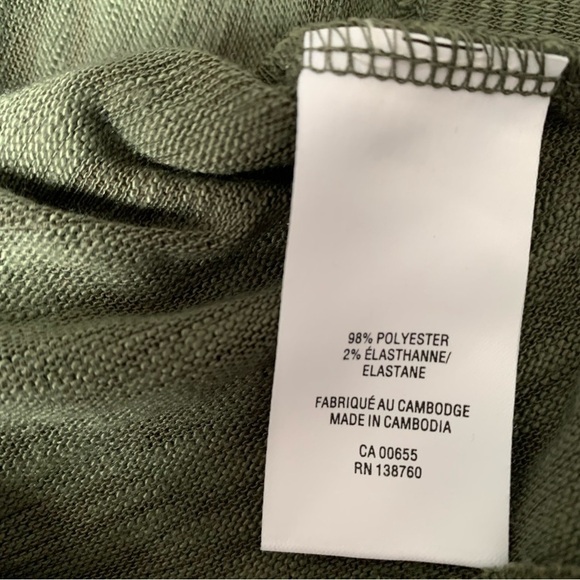 Women's Slub Knit Cropped Cardigan Military Green Size Large 3/4 Length Sleeves - Picture 6 of 9